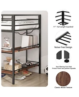 Adam junior twin loft bunk black with Cinnamon wood shelf