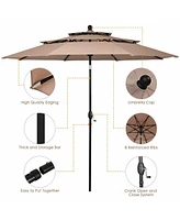 Slickblue 10ft 3 Tier Patio Umbrella Aluminum Sunshade Shelter Double Vented without Base