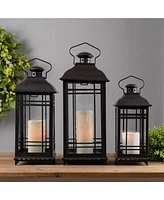 Slickblue Traditional Black Metal Lantern (Set of 3)