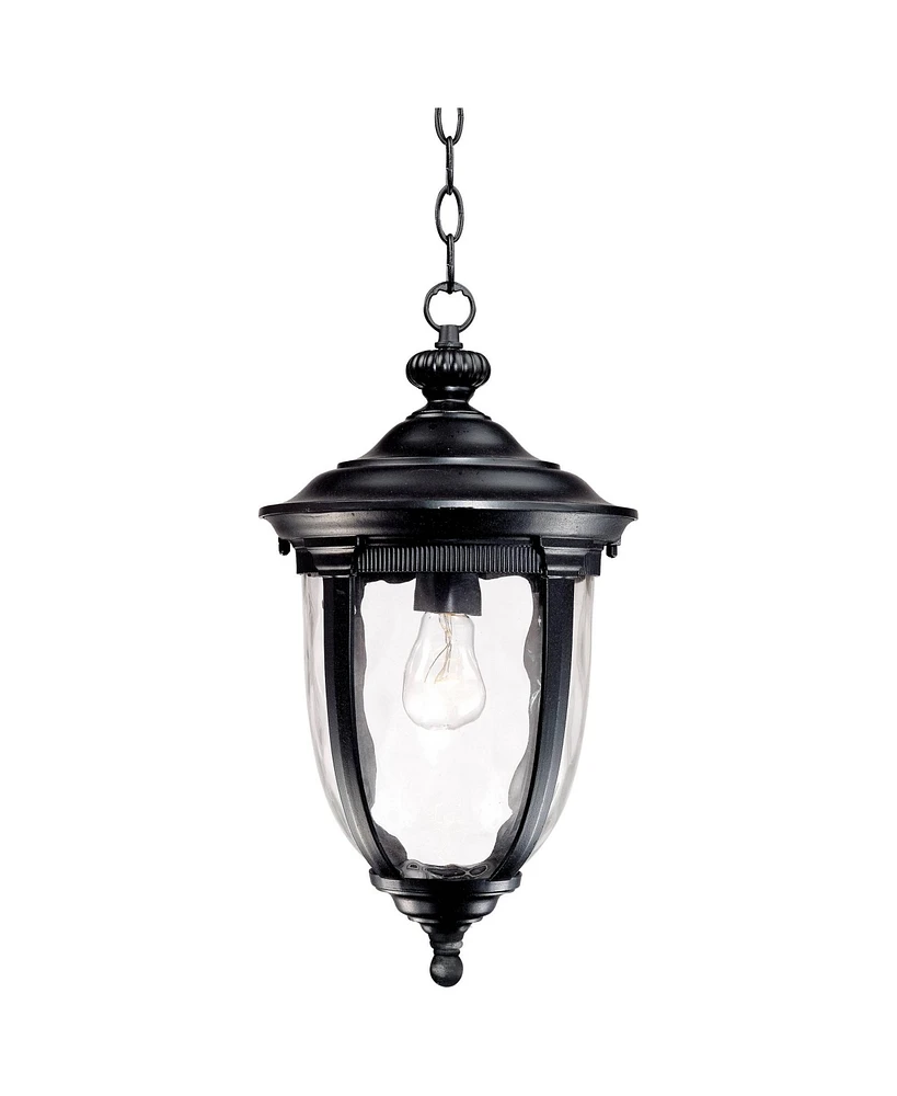 John Timberland Bellagio European Outdoor Ceiling Light Hanging Texturized Black 18" Clear Hammered Glass Damp Rated Exterior House Porch Patio Outsid