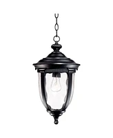 John Timberland Bellagio European Outdoor Ceiling Light Hanging Texturized Black 18" Clear Hammered Glass Damp Rated Exterior House Porch Patio Outsid