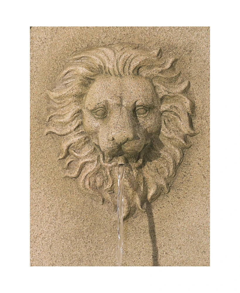 John Timberland Savanna Lion Head Roman Outdoor Water Wall Fountain 58" High with Led Light Tiered Cascading for Garden Patio Backyard Deck Home Lawn