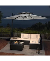 Mondawe 10ft Patio Double Top Bright Umbrella Removable Led With Base Stand Included, Beige