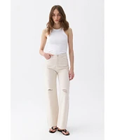 Nocturne Women's Ripped Wide Leg Jeans