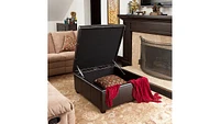 Richmond Faux Leather Storage Ottoman with Rosewood Legs
