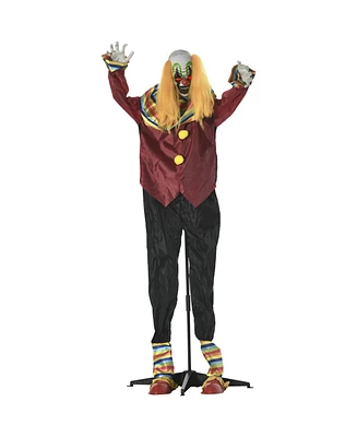 Outsunny 71" Outdoor Halloween Decorations Circus Clown Lighted Life Size Animated Prop