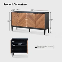 Hulala Home Senin Modern 55"Wide Sideboard with 2 Shelves