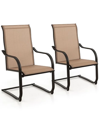 Slickblue 2 Pieces C-Spring Motion Patio Dining Chairs with Breathable Fabric