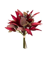 Slickblue Fall Burgandy Foliage And Thistle Bundle Bouquet (Set of 6)