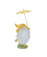 Slickblue Whimsical Dancing Garden Gnome Figurine With Umbrella (Set of 2)