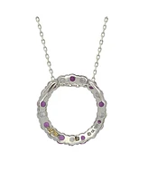 Suzy Levian New York Pink Sapphire & Lab-Grown White Sapphire Alternating Circle Eternity Pendant Necklace in Sterling Silver by Suzy Levian