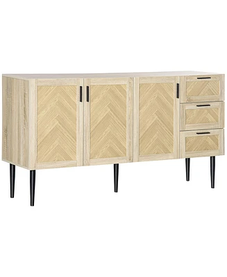 Homcom Rustic Buffet Cabinet, Sideboard with Storage Cabinets,