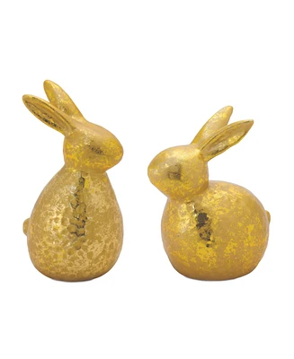 Slickblue Set of 2 Gold Rabbit Decorations - Elegant and Charming Home Accents