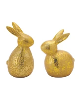 Slickblue Set of 2 Gold Rabbit Decorations - Elegant and Charming Home Accents