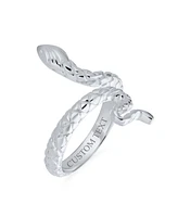 Bling Jewelry Garden Animal Pet Reptile Egyptian Stack Wrap Bypass Coil Serpent Snake Ring Band For Women .925 Sterling Silver