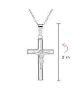 Bling Jewelry Simple Christian Catholic Religious Jewelry Large Jesus Crucifix Cross Necklace Pendant For Women Sterling Silver 2 Inch