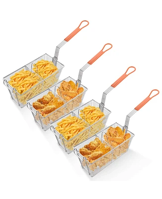 Yescom WeChef 4 Packs Deep Fryer Basket with Handle Divider Heavy Duty Construction Fryer Basket Commercial Restaurant