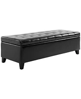 Homcom 51" Tufted Top Storage Ottoman Bench Pu Leather Organizer Chair Footstool Large