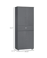 Homcom 71" Freestanding Kitchen Pantry Cabinet with 2 Large Double Door Cabinets