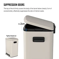 13 Gallon Trash Can Stainless Steel, Large Capacity, Soft-Close, Step-On