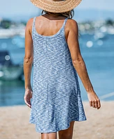 Cupshe Women's Blue Marled Sleeveless O-Ring Mini Beach Dress