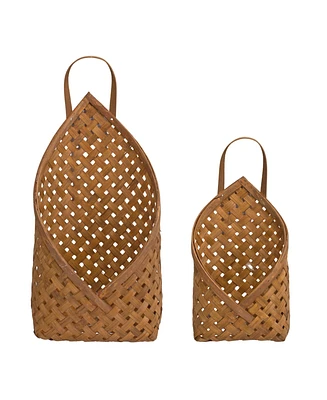 Slickblue Woven Wicker Basket Wall Pocket (Set of 2)