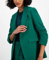 Bar Iii Women's Textured Crepe One-Button Blazer, Created for Macy's