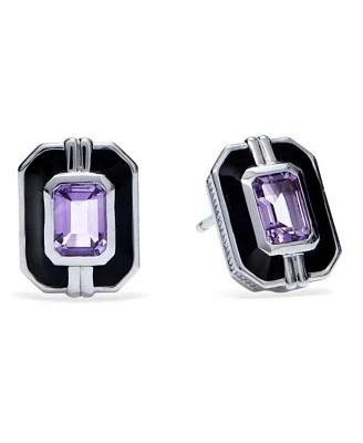 Judith Ripka Adrienne Stud Earrings with Enamel Amethyst