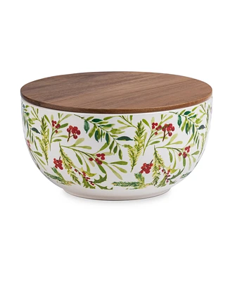 Thirstystone Holly Berry Lidded Salad Bowl,set of 2