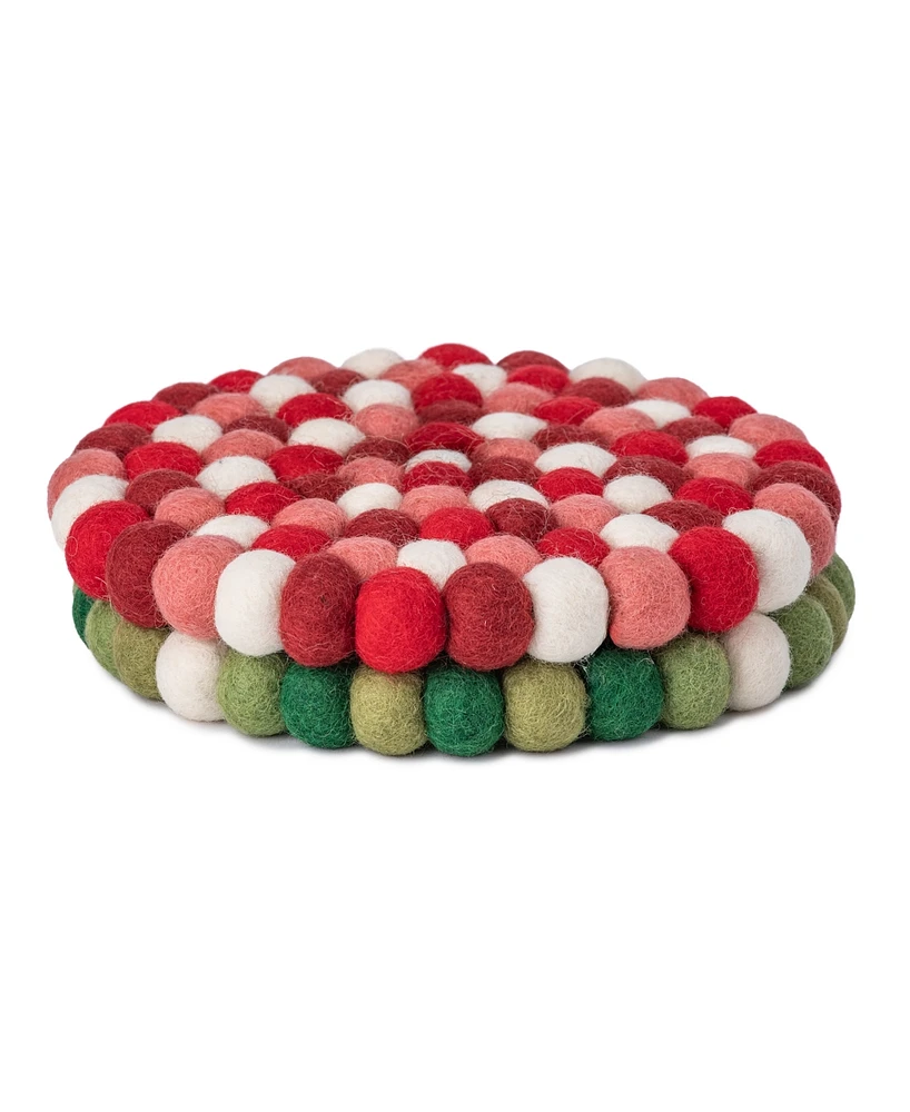 Thirstystone Felted Pom Pom Trivets-Set of 2