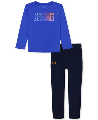 Under Armour Toddler & Little Boys Fade Logo Long-Sleeve T-Shirt Jogger Pants, 2 Piece Set