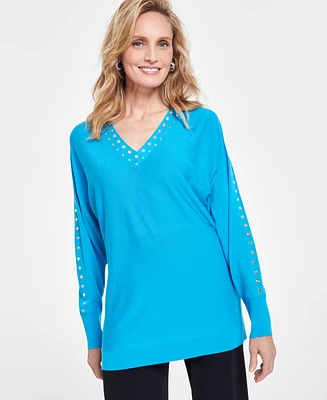 I.n.c. International Concepts Women's Studded V-Neck Tunic, Created for Macy's