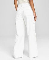 And Now This Women's Corduroy Wide-Leg Cargo Jeans, Created for Macy's