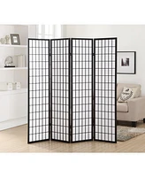 Streamdale Furniture 4 Panel Oriental Shoji Screen / Room Divider, Black