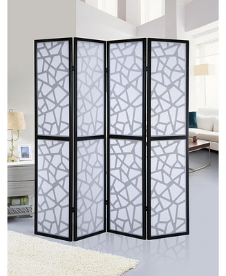 Simplie Fun Giyano 4 Panel Screen Room Divider, Black