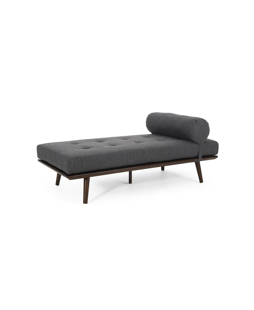 Simplie Fun Mid-Century Modern Chaise Lounge with Button-Tufted Upholstery and Bolster Pillow