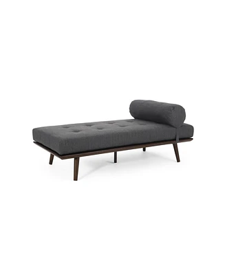 Simplie Fun Mid-Century Modern Chaise Lounge with Button-Tufted Upholstery and Bolster Pillow