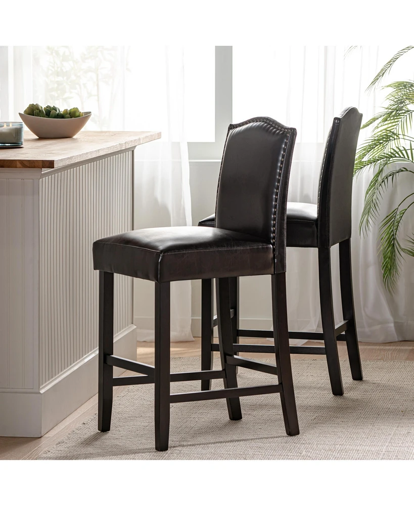 Simplie Fun Antique-Styled Walnut Counter Stools (Set of 2) with Exquisite Craftsmanship