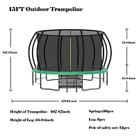 Streamdale Furniture Safe & Reliable 15 Ft Trampoline with Net & Ladder