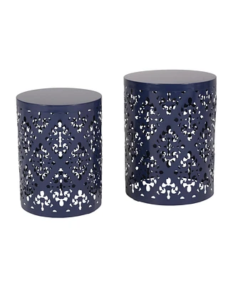 Simplie Fun Elegant Iron Cut Side Table Set with Cylindrical Structure