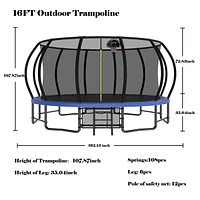 Streamdale Furniture 16 ft Trampoline with Safety Net Fun and Safe Outdoor Jumping Space