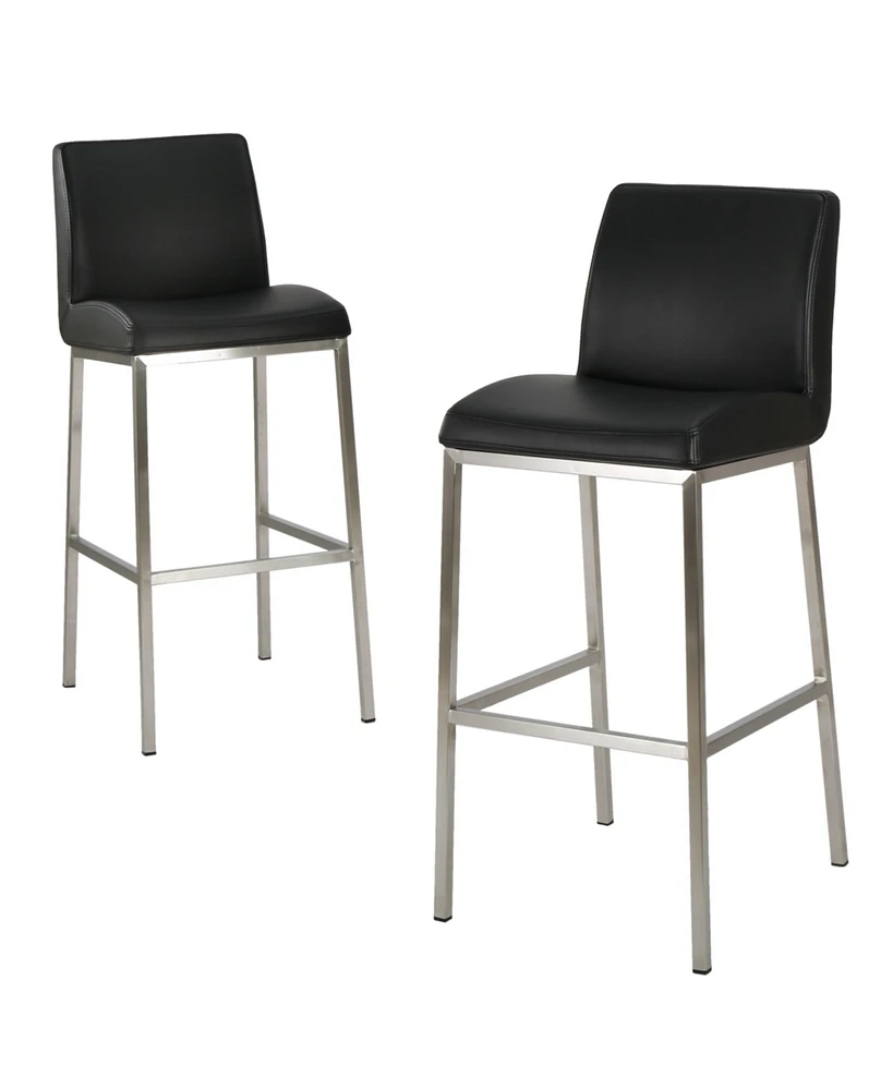 Simplie Fun Cozy and Sleek Stainless Steel Barstool with Upholstered Seat