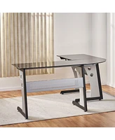 Streamdale Furniture Modern Glass and Iron Multitasking Office Desk