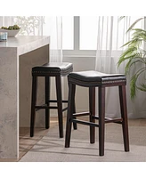 Premium Leather and Rubberwood Bar Stool for Stylish and Durable Dining