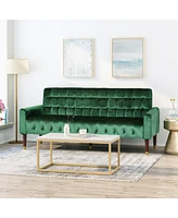 Simplie Fun Mid-Century Modern Tufted Velvet Sofa with Gold Accents