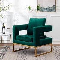Contemporary Upholstered Accent Arm Chair, Green
