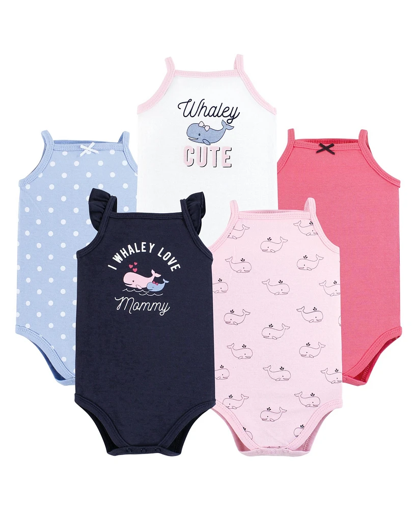 Hudson Baby Baby Girls Cotton Sleeveless Bodysuits, Whaley Cute