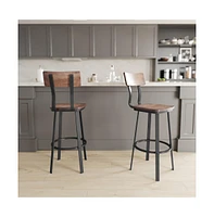 Emma+Oliver Restaurant Barstool With Wood Seat & Back And Powder Coat Frame