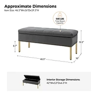 Hulala Home Upholstered Modern Flip Top Storage Bench with Metal Legs