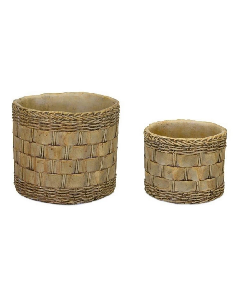 Slickblue Woven Basket Design Resin Planter (Set of 2)